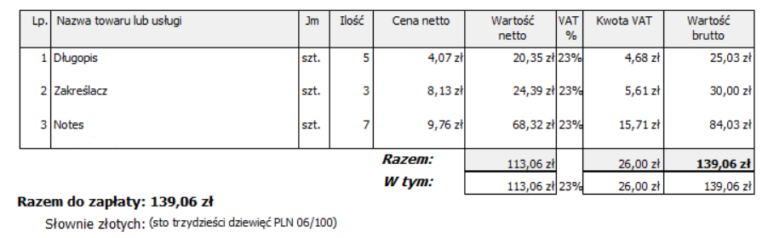 Przeliczanie Wartości Liczbowych Na Fakturach Vat Ksiegowosc24pl 3243