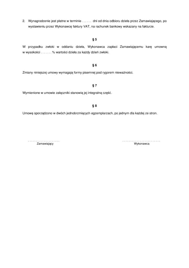 Umowa o dzieło - z wynagrodzeniem ryczałtowym (opodatkowana VAT) str. 2