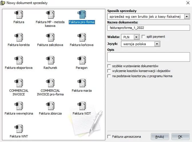 19 - program do fakturowania - faktura pro forma