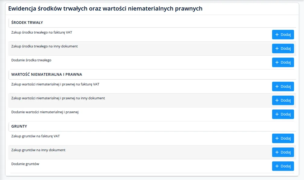 Ewidencja środków trwałych, wartości niematerialnych i gruntów online