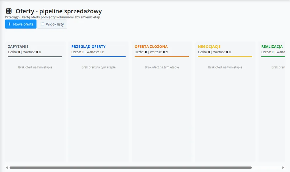 Pipeline sprzedażowy ofert w Mobilnej Fakturze online
