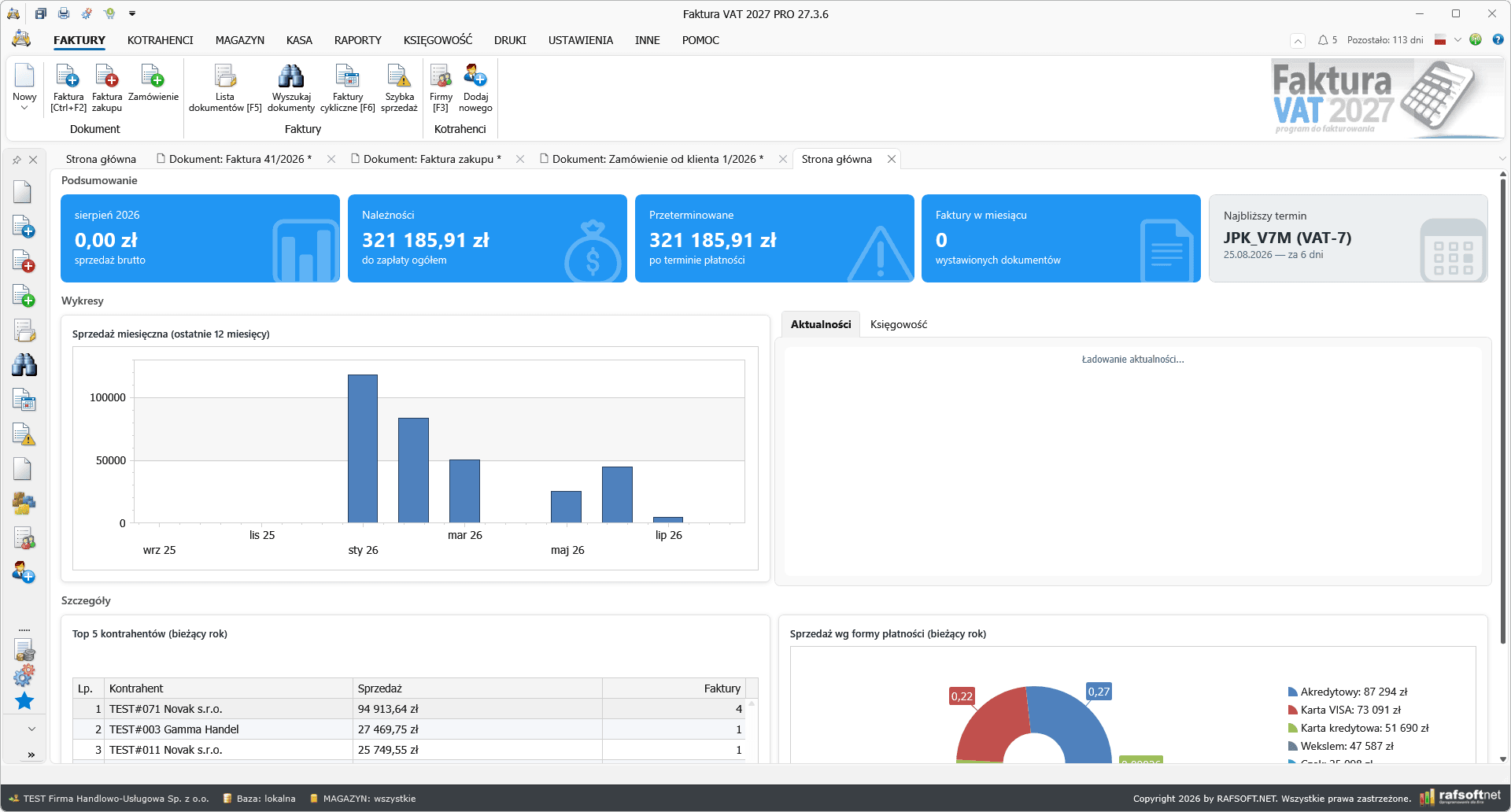 Faktura VAT 2027 — pulpit programu do faktur na Windows